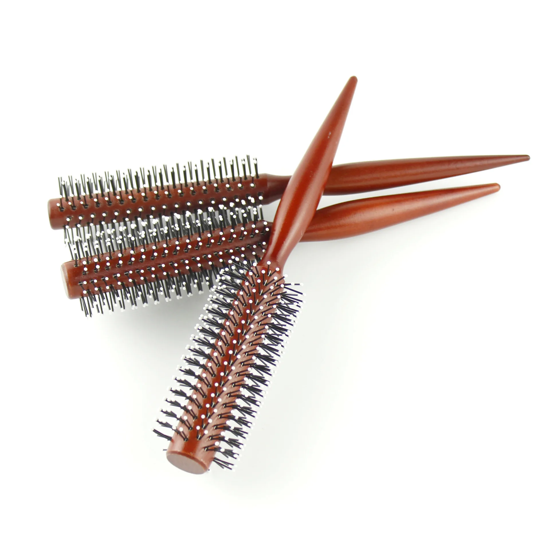 Factory direct sales hairdressing curly hair comb bristles curly hair brush natural wooden round comb household curling comb