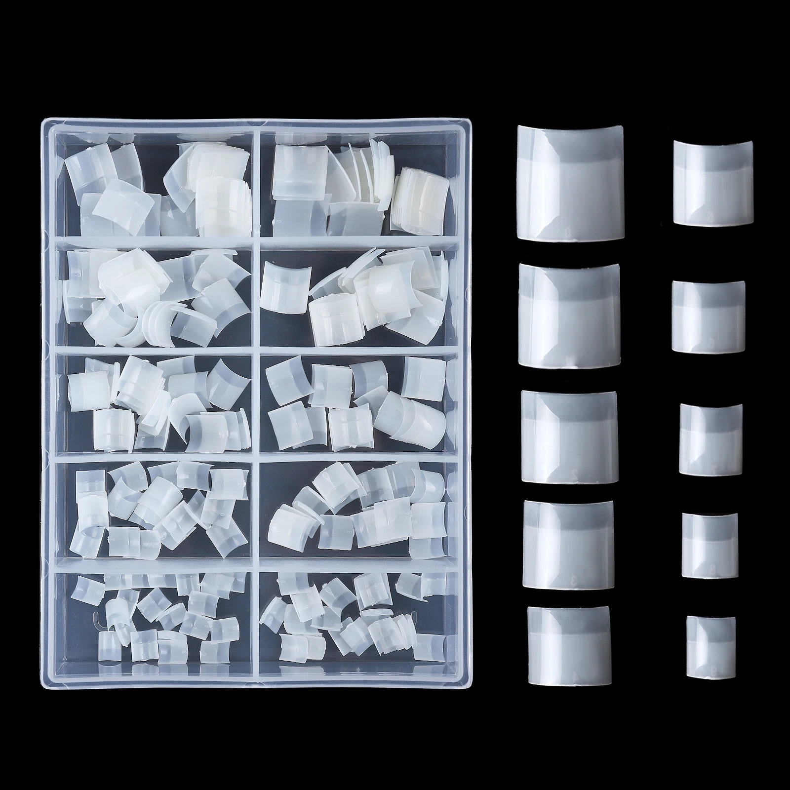 200Pcs/box Half Cover Nail Art Short False Tips French  Natural Transparent Soak Off Artificial Short Square Head Finger Tips