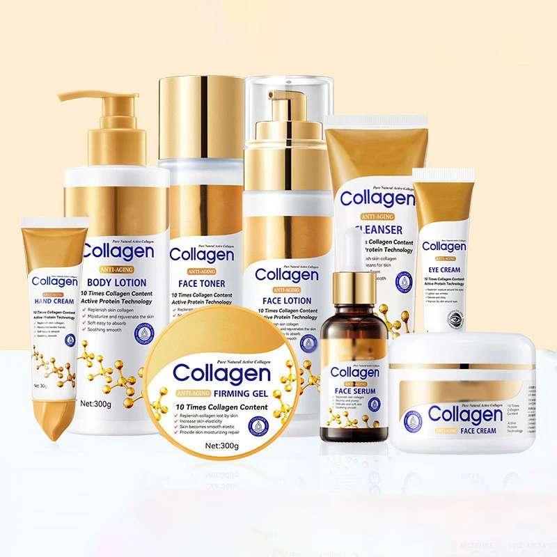 Gold Bone Collagen Face Cleanser Water Hydrating Repair Cream Damaged Skin Care Products Whitening Skin Care Set