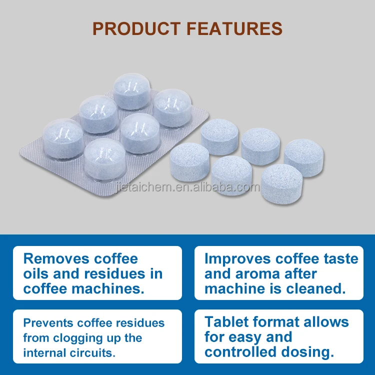 Jur* machine cleaning tablets coffee maker detergent chemical removes coffee oils and residues