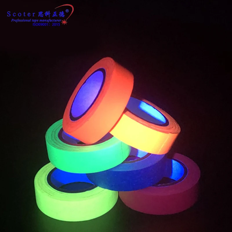 Nylon Cloth Fabric Fluorescent Tape Glow in the Dark UV Blacklight Reactive Glow Neon Tape for Party Art Fluorescent Gaffer Tape
