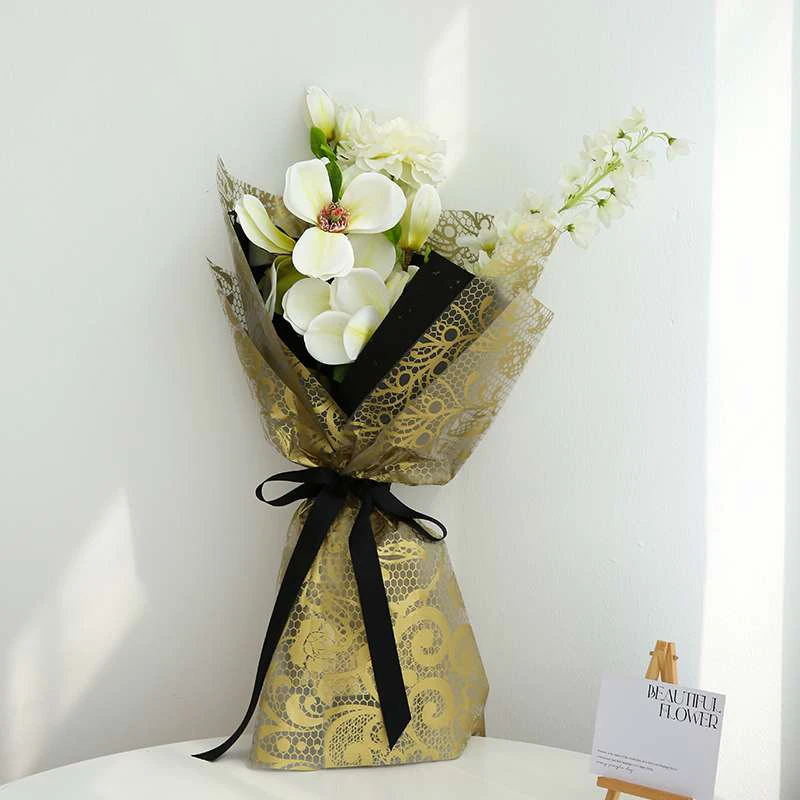 20 Sheet Flower Wrapping Paper Waterproof Floral Bouquet Wrapping Paper with Floral Pattern Florist Packaging Paper for Gift