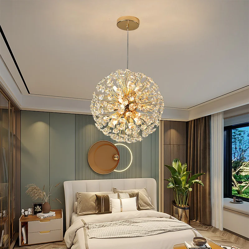 2024 New Dandelion Style Modern Luxury G9 Crystal Chandelier Lamps Restaurant Hanging Pendant Light Living Room Dining Lights