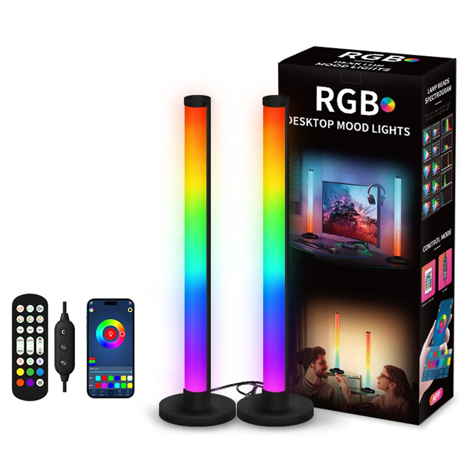 Умная светодиодная подсветка RGB настольная с 3 режимами управления для комнаты ПК телевизора-2 шт.