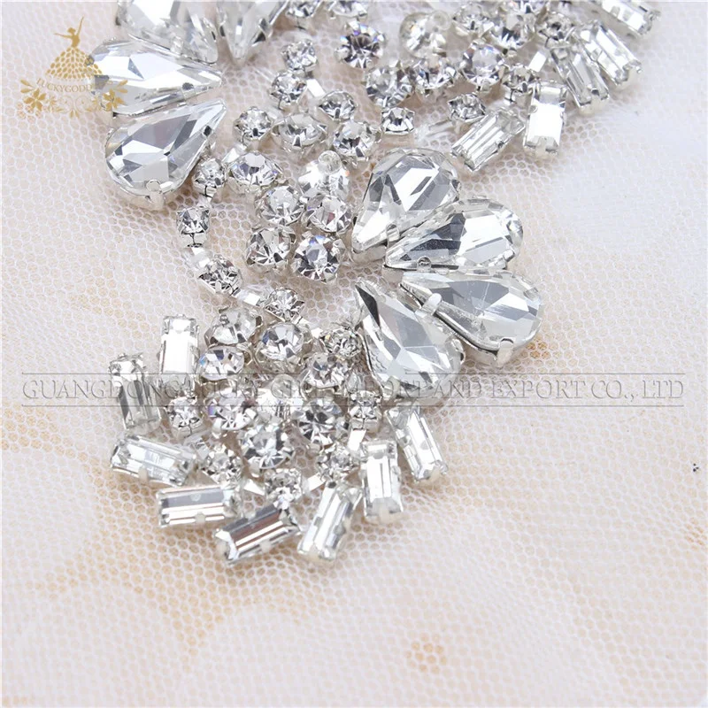 LG880 Diamond Beaded Evening Dress Wedding Rhinestone Applique for garment
