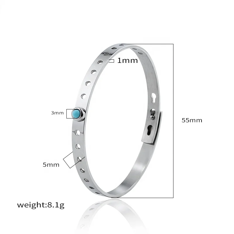 Modern Design Gold Plated Jewelry Stainless Steel Stone Charm Adjustable Cuff Bangle