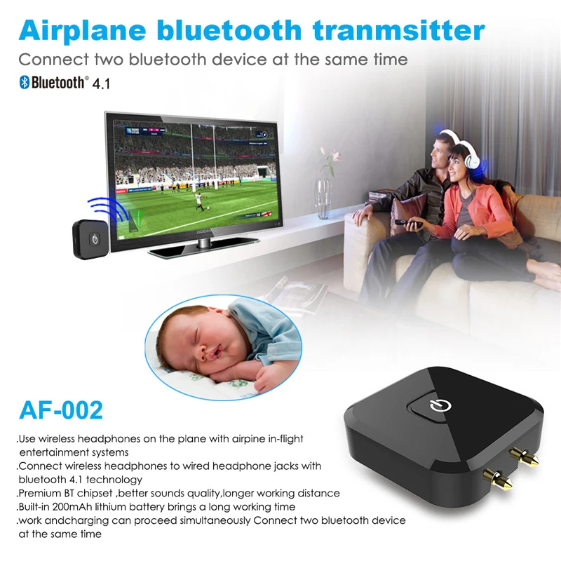 BT4.1 portable airplane wireless audio receiver jack 3.5 aux hardware bluetooth transmitter