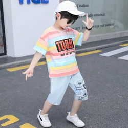 Boys Clothes Sets Summer 2022 Casual Outfits T-shirt + Pants 2 PCS Kids Boy Sport Suit Children Clothing Teen 3 6 8 9 10 Years