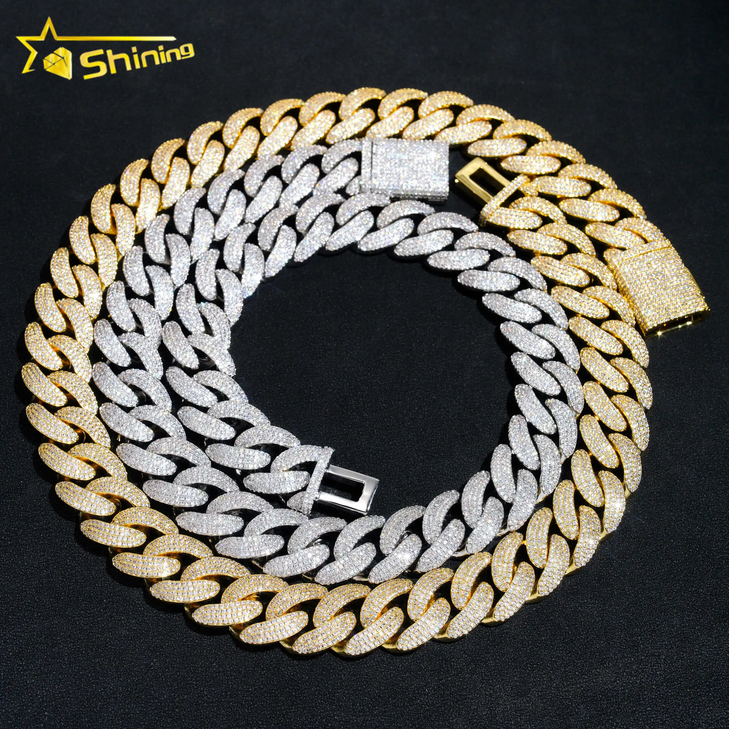 Luxury Hip Hop Men Fashion Link Chain Big Size 20MM Gold Plated Iced Out Brass CZ Diamond Cuban Link Chain