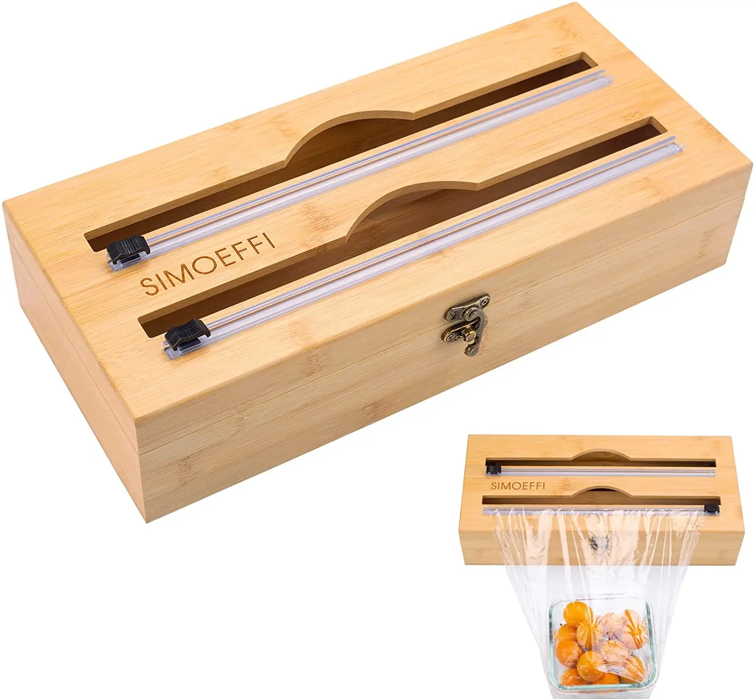 Individual Bamboo Kitchen Foil Wrap Dispenser Cling Food Dispenser With Zipper Cutter