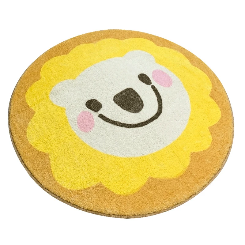 New Design Living Room Cartoon Animals Round Floor Mat Digital Printing Round Carpet Thicken Soft Fluffy Carpets