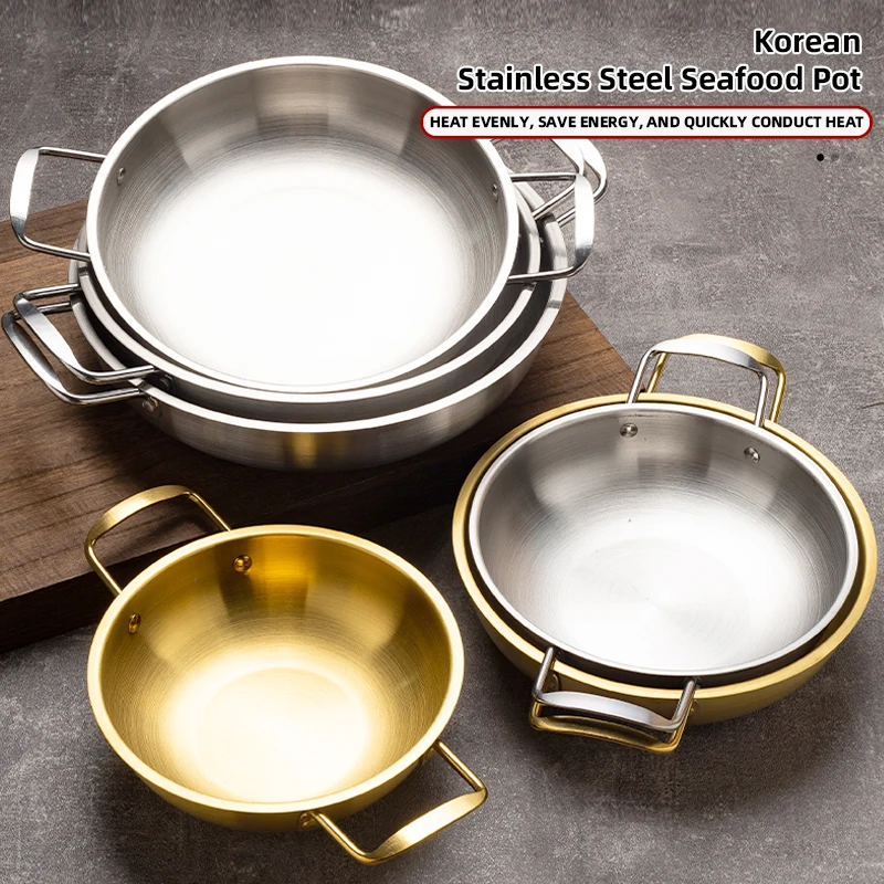 Stainless Steel Hotpot with Soup Pot Korean Ramen Instant Noodle Lobster Seafood pot for Induction Cooker Kitchen Essential