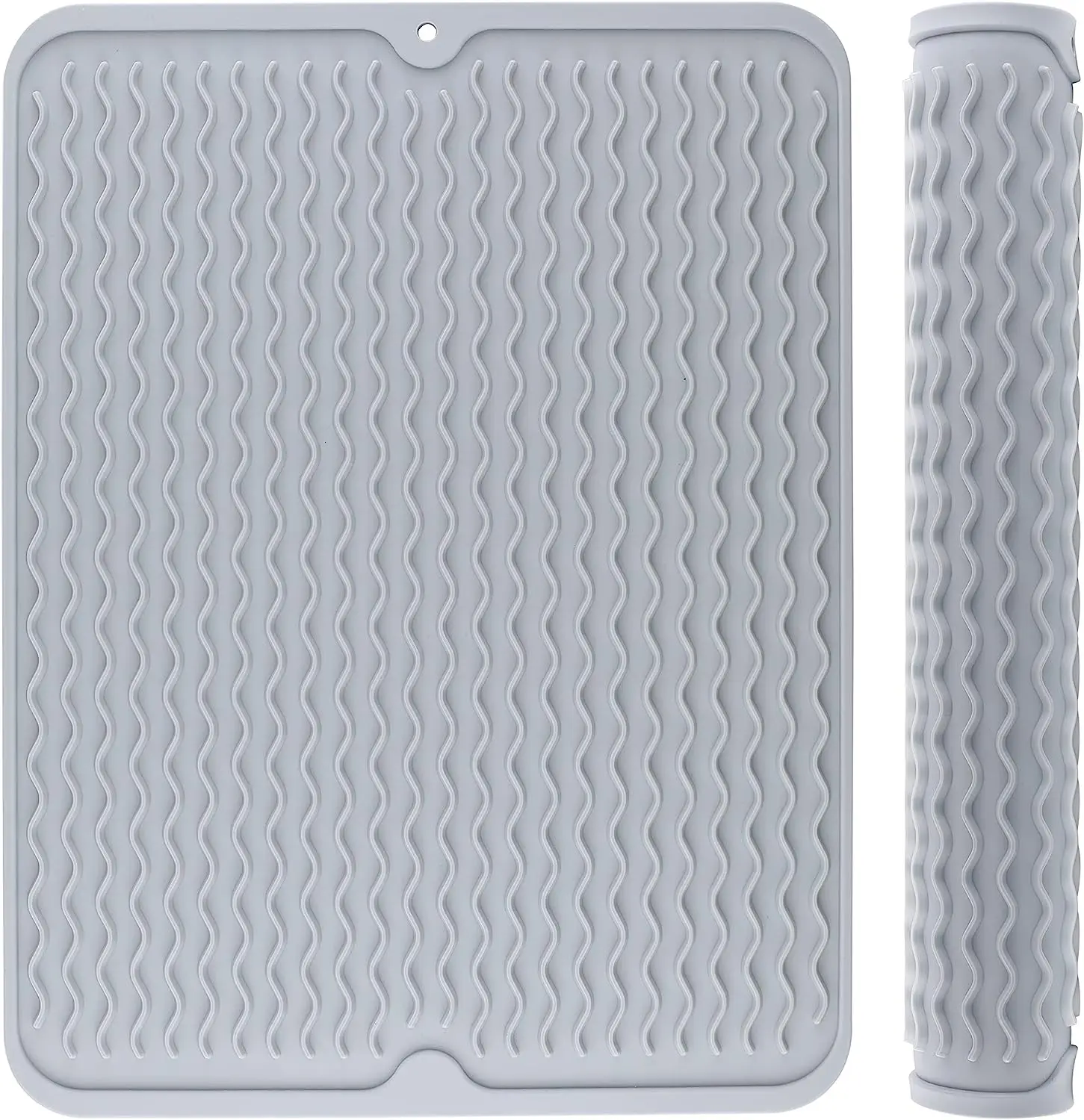Large size Dish Silicone Draining Mat for Kitchen Counter, Dishwasher Flume Folding Silicone Drying Mat retangular raised grain