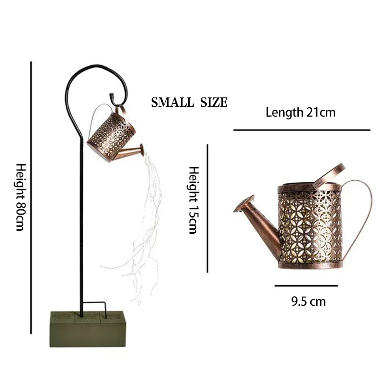 Howlighitng Patio Yard Pathway Plant Vine Lights Waterproof Fairy Lights Hanging Metal Waterfall Solar Kettle Watering Light