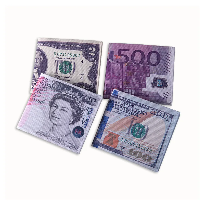 Fashion National Currency Print Canvas Men 100 Dollar Bill Purse