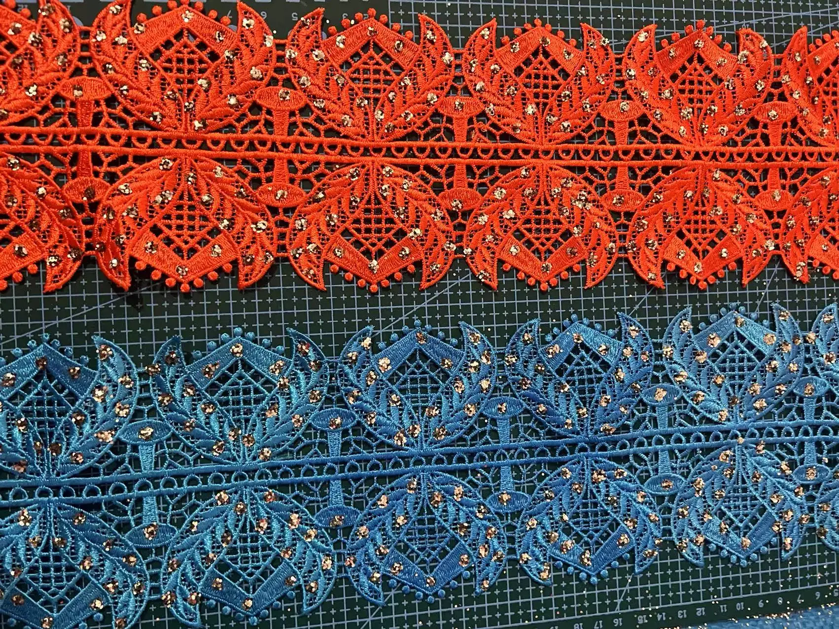 New Wide Embroidered Motif Glitter Power Nigeria Follower Venice Lace Trim Crochet Cord