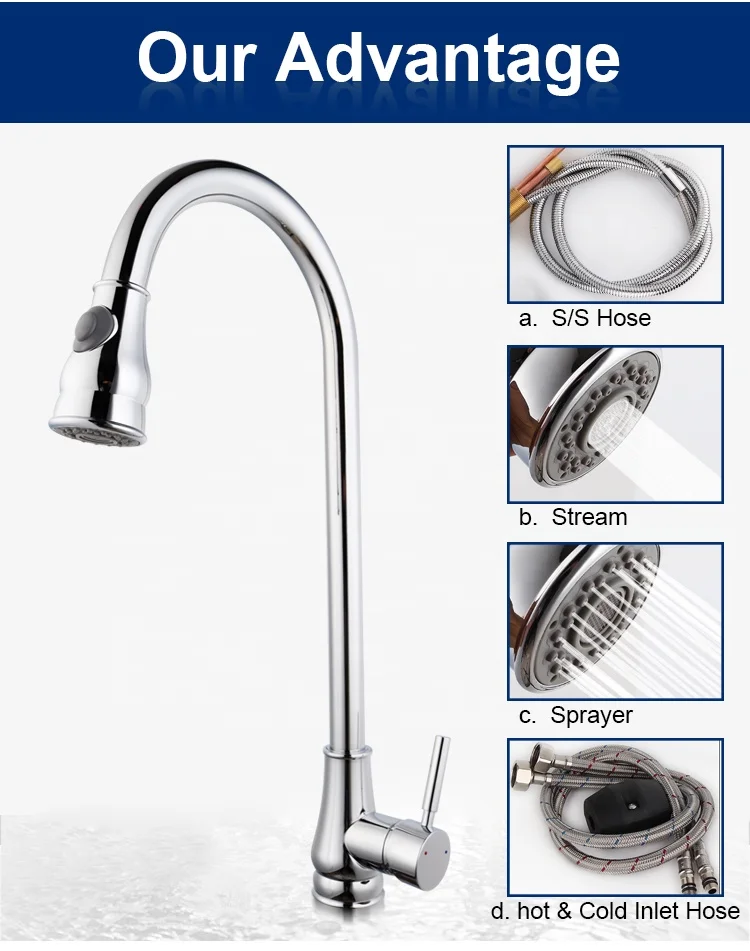 Hot Sale Kitchen Sink Extensible Pull Out Down Spray Faucet Made in China