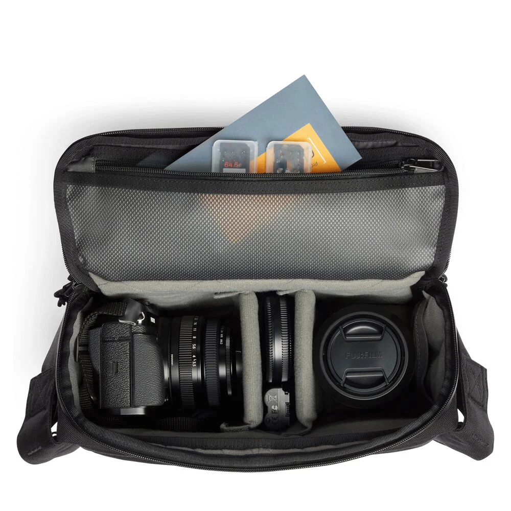 Custom Logo Shoulders Camera sling Bags fold out storage pockets and a top zip quick-access opening camera Bags