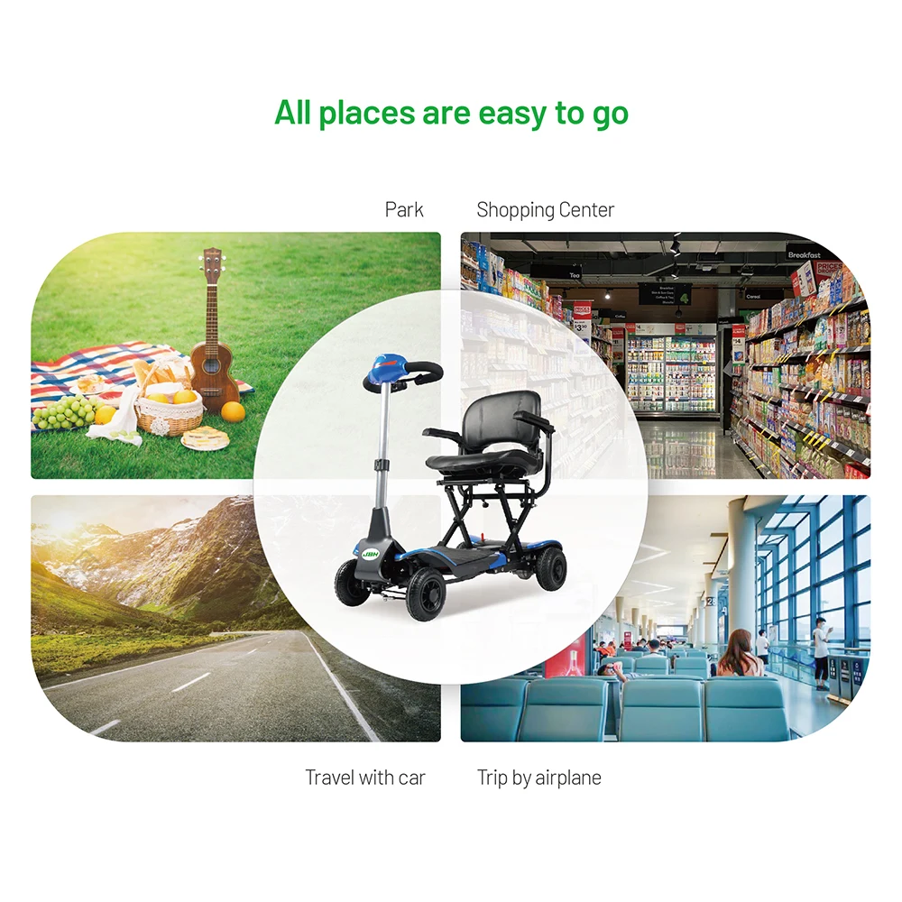 120kg load capacity powerful handicapped scooter with backrest