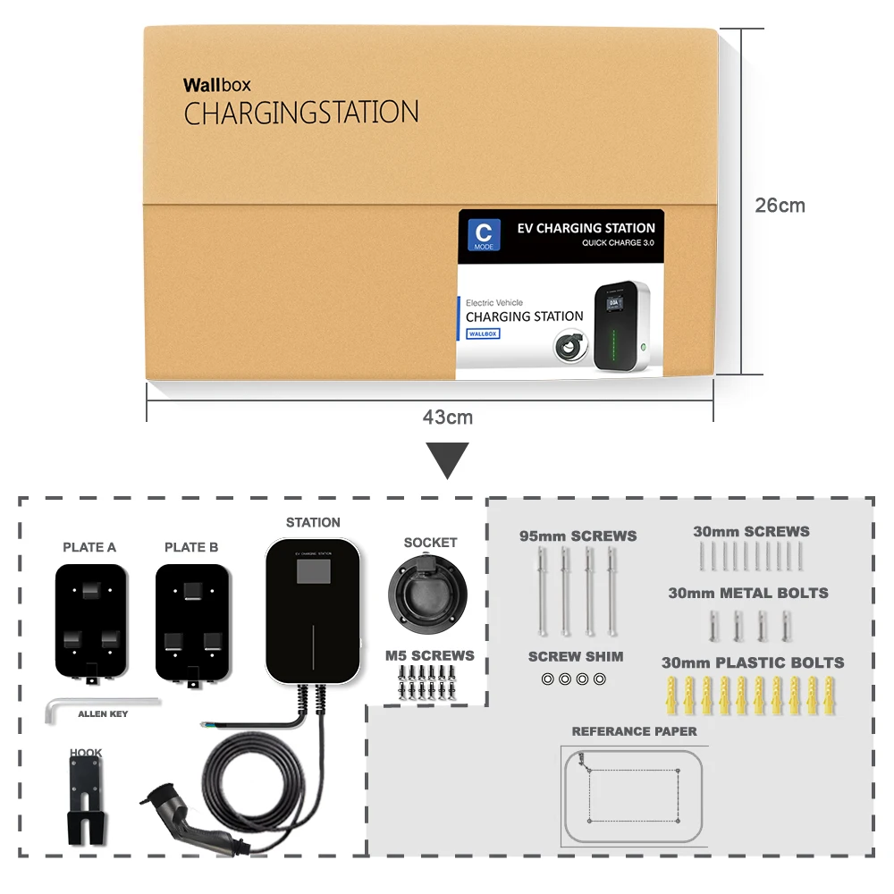 BESEN Home EVSE Wallbox 32A EV Charger 7KW Level 2 Charging Station Level 2 EV Charger 110V 220V