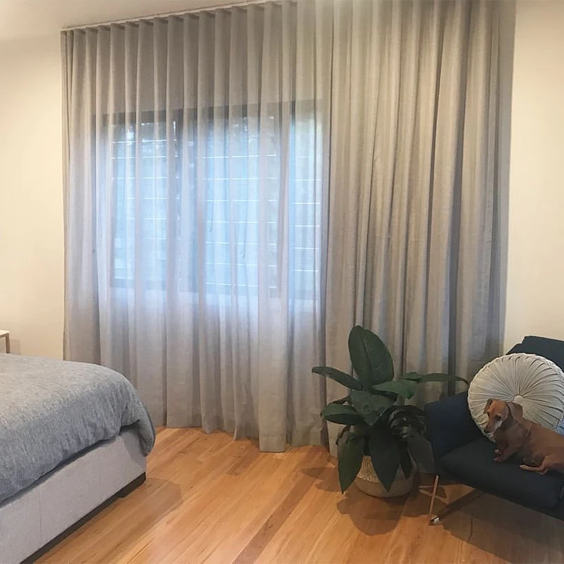 European Style High Quality Elegant Living Room Fabric Solid Tulle Window S Fold Linen Sheer Curtain Fabric For The Living Room