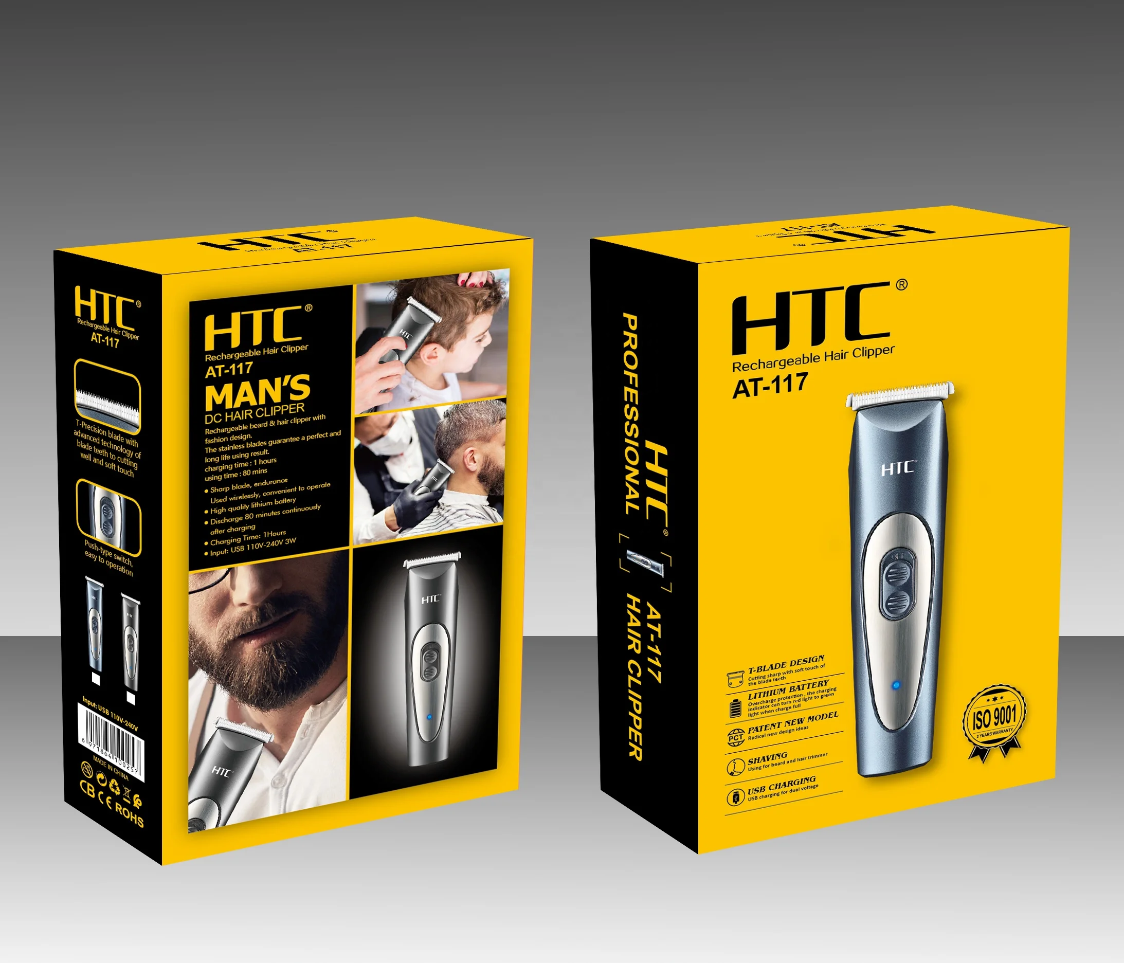 HTC AT-117 Cordless Hair Clippers With Strong Power Hair Splits Ends Trimmer Lithium battery