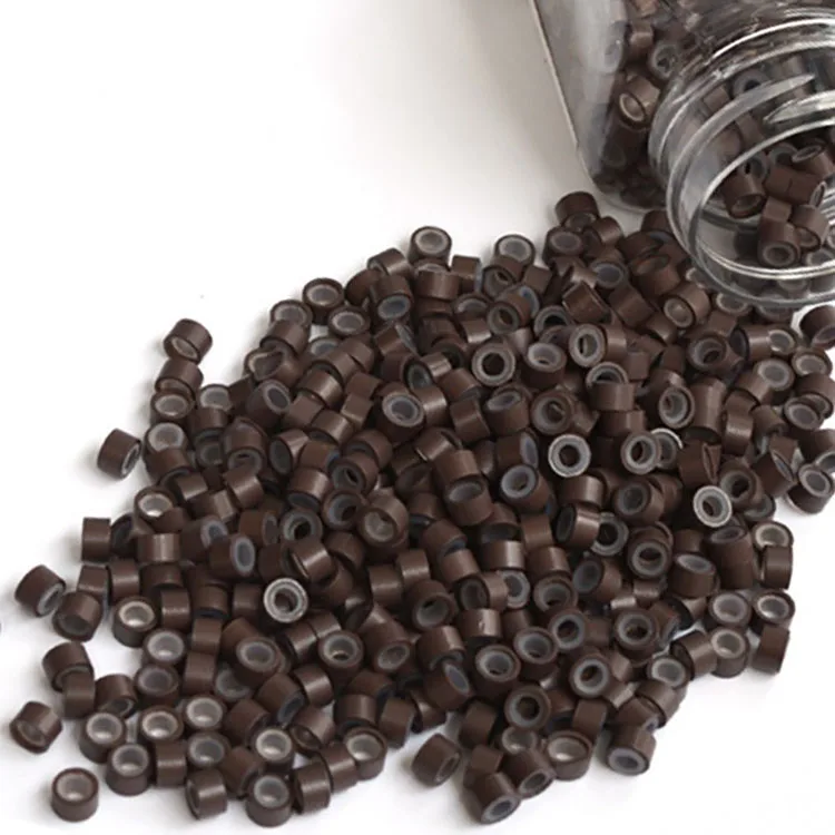 500pcs Hair Extension Micro Rings Beads 5*3*3mm Silicone Lined Tip Links Tube for Extensions Hair Beads for Braids Hair