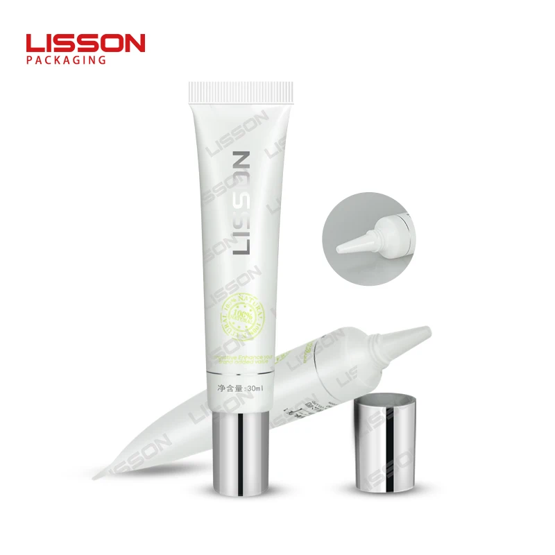 20ml empty cosmetic serum squeeze eye cream tube packaging with Zinc alloy metal applicator