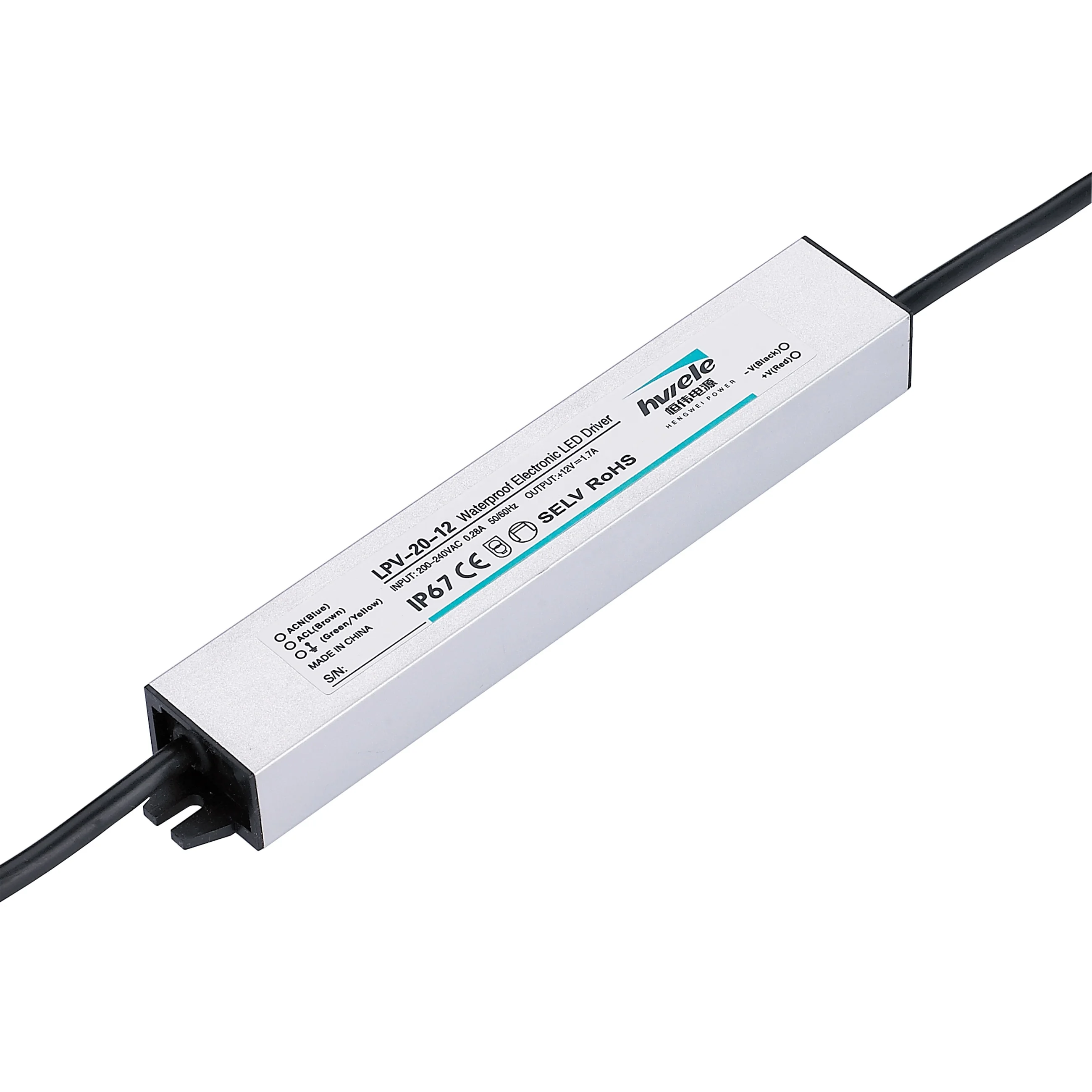 Waterproof IP67 CV type  LPV-20-12 20W 12V 1.7A ip67 led driver  for LED strip