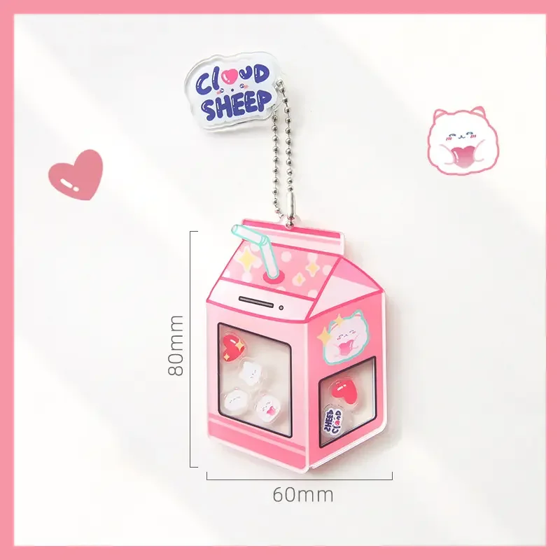 Wholesale OEM cute acrylic shaker keychain double sided printing transparent keyring acrylic accessories with your own design