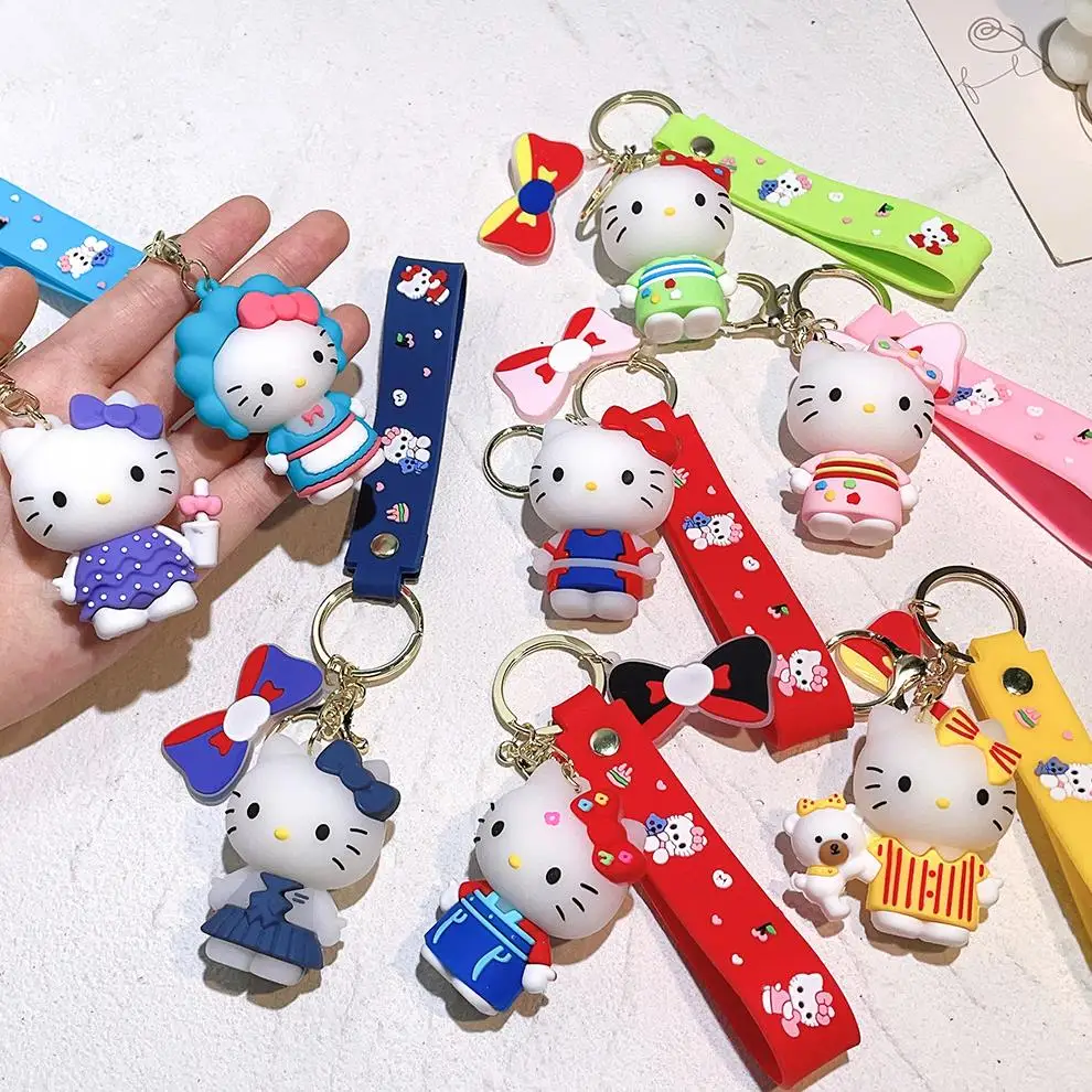 Super Cute Cartoon HK Kt Doll Keychain Pendant Fashion Couple Bag Car Key Chain