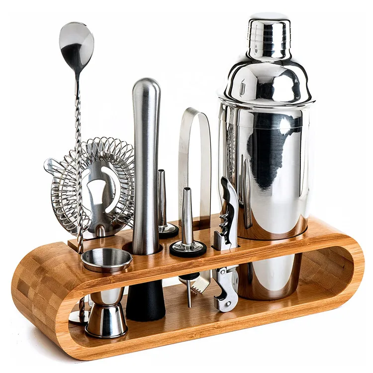 
Amazon hot 10-piece Stainless Steel Cocktail Shaker Bar Set 