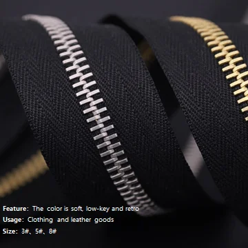 Оптовая продажа, высококачественные аксессуары для одежды, металлическая молния с зубцами из розового золота, металлическая молния для одежды на заказ