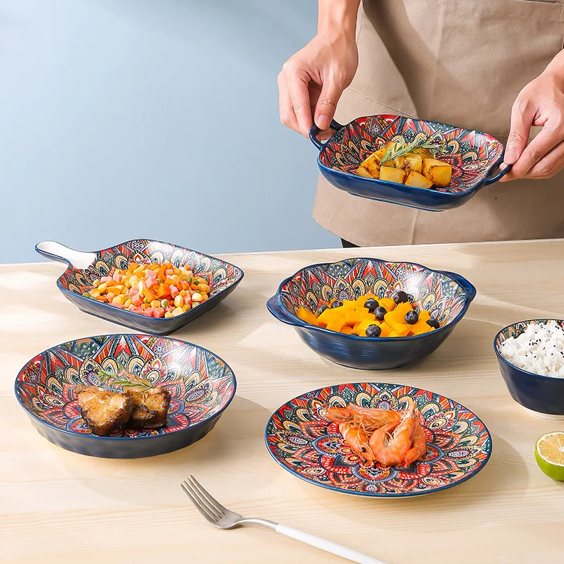 Bohemian dishes and tableware set household baking tray, assorted dishes dinnerware set