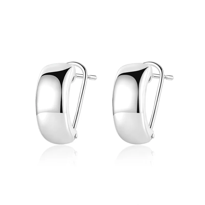 Fashion 925 silver jewelry statement high polished hoop earrings