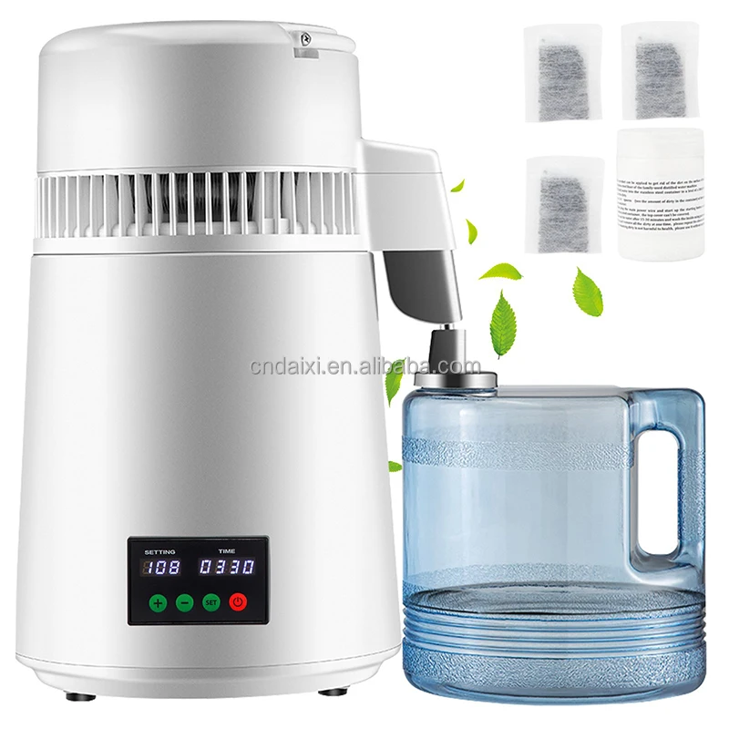 DAIXI High quality Water Distiller, 750W , 304 Stainless Steel Countertop Distiller Plastic Carafe