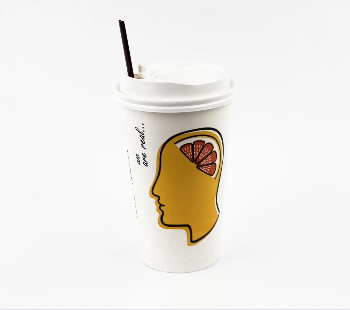 
Custom Takeaway Disposable Single Wall Hot Drink Coffee Drink Paper Cups Printed 16oz WIth PS Lid 