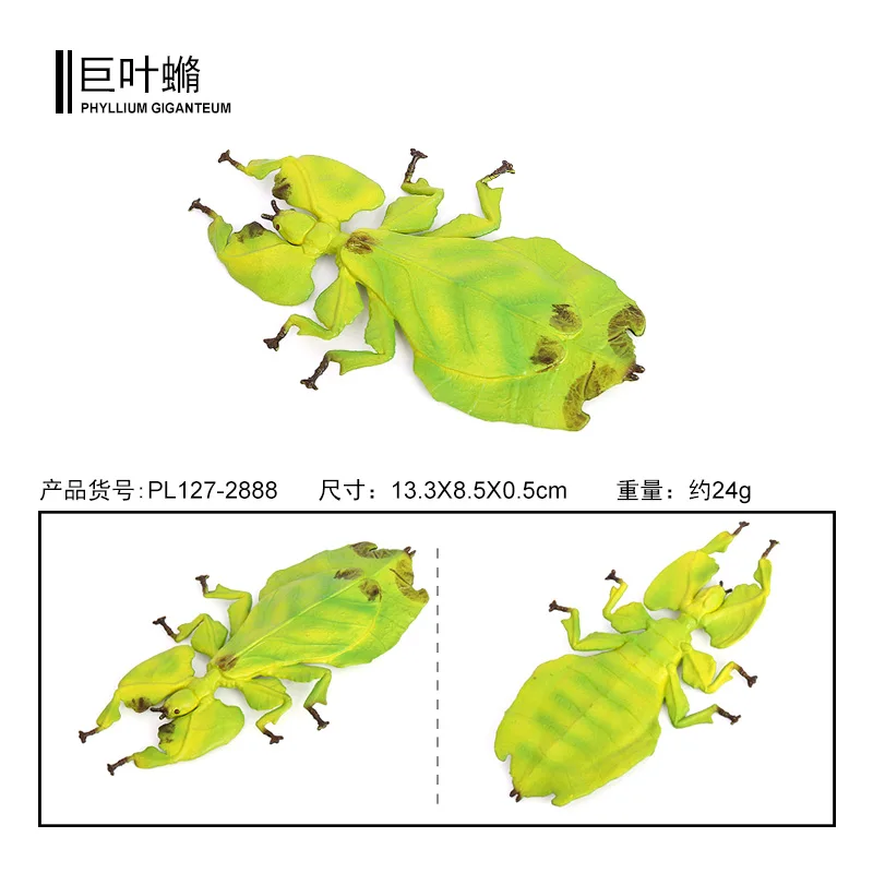 Wholesale Solid PVC Simulation Model Giant Malaysian Leaf insect Insect Figures Bug Animal Figurines Toys