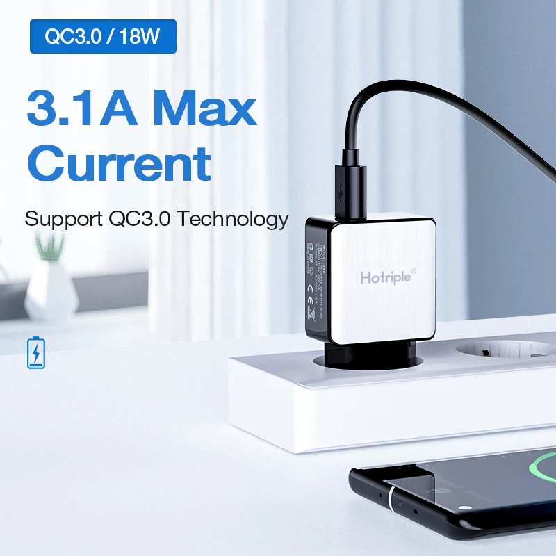 Hotriple быстрое зарядное устройство 18 Вт 3A QC 3 0 дорожный адаптер USB Сетевое для мобильного