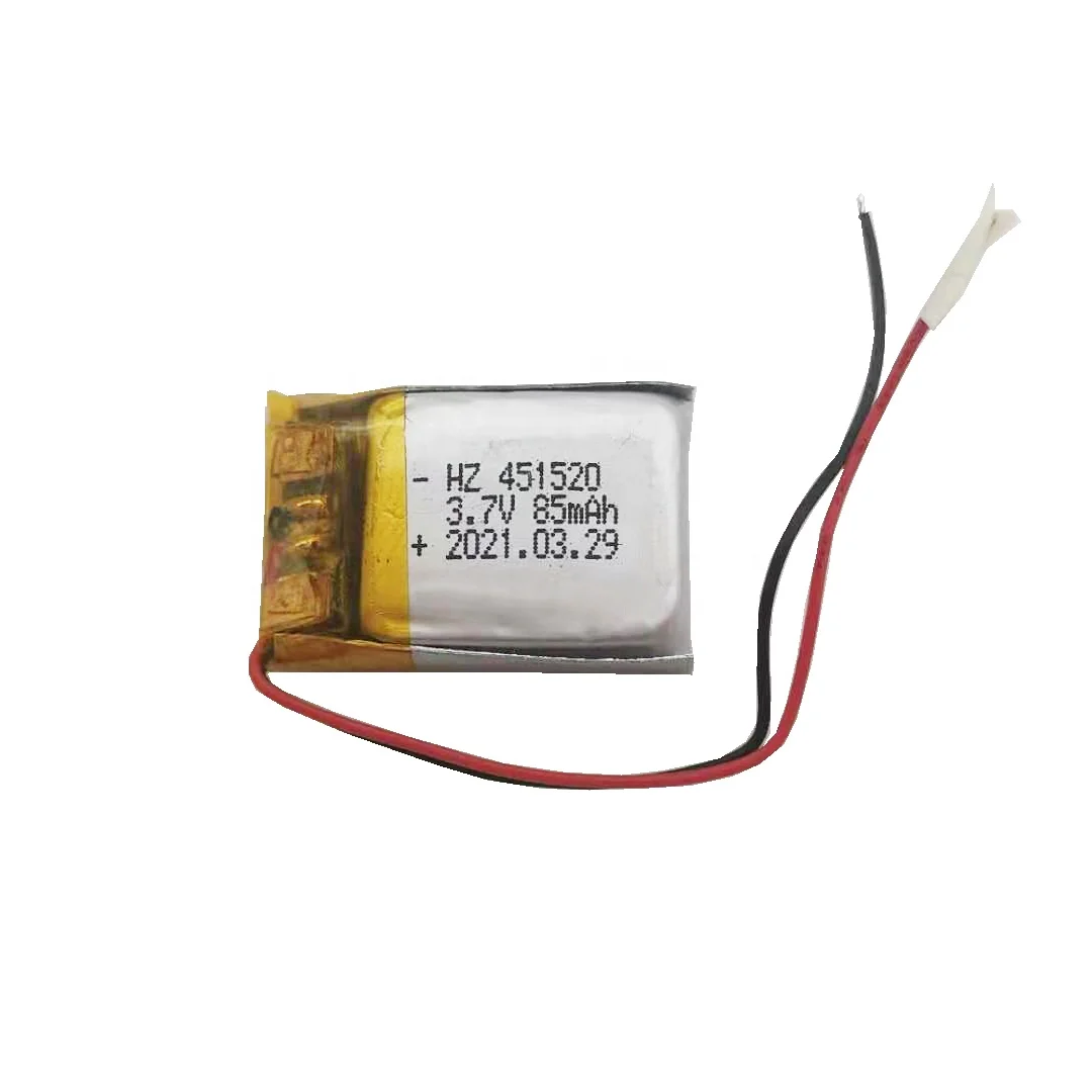 CE certified small rechargeable battery 451520 3.7v 80mAh 85mah lithium ion battery