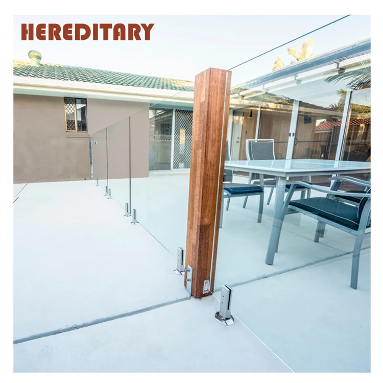 Outdoor glass railing swimming pool frameless glass fence duplex 2205 304 316 stainless steel spigot clamp