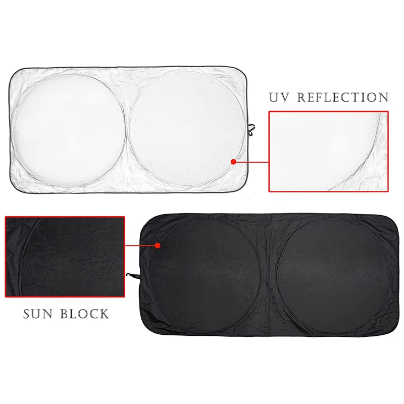 Blocks UV Rays and Heat 190T Polyester Foldable Car Windshield Sun Shade Cover