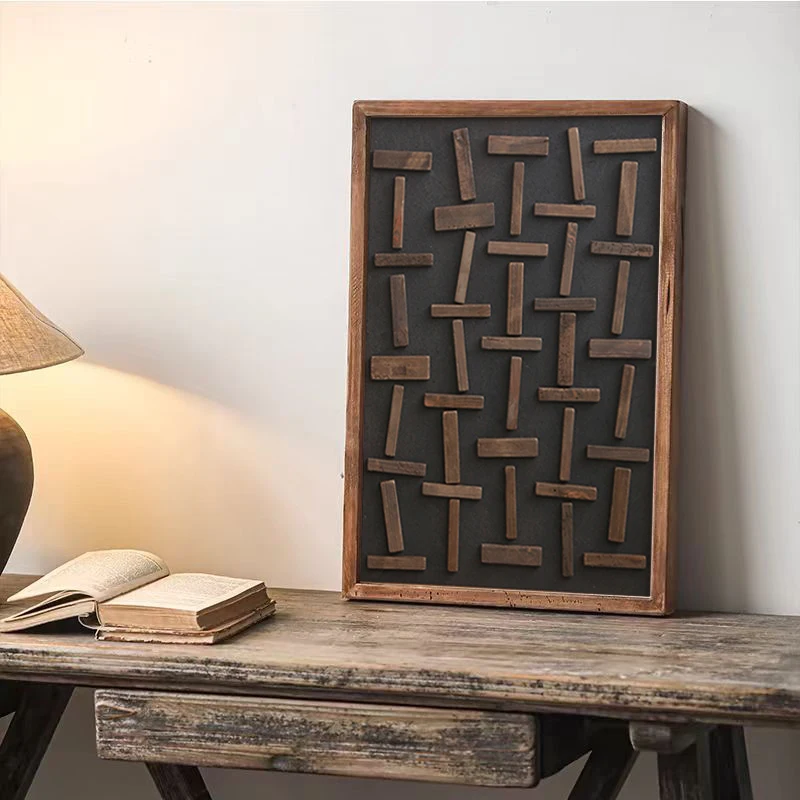 Artistic Design Wall Decor Square Painting Wooden Frame Picture for Interior Living Room Bedroom Home Wall Decoration