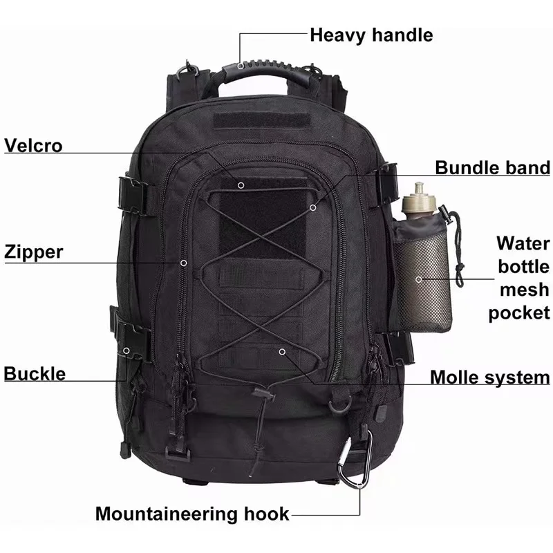 In Stock Custom Logo Waterproof Hiking Climbing Backpack 40L Outdoor Sport Tactical Rucksack