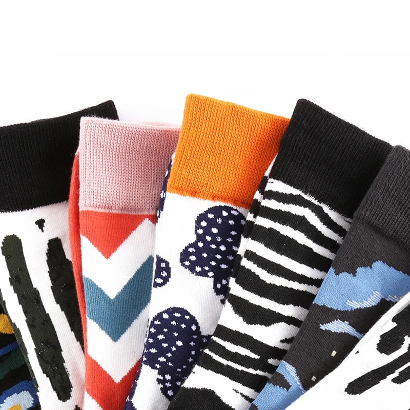 Забавные веселые пользовательские жаккардовые дизайнерские Короткие Носки с рисунком маслом мужские носки мягкие хлопковые цветные носки