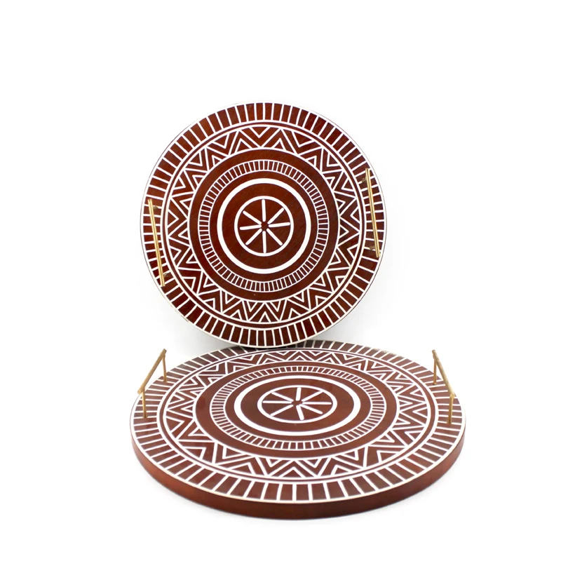 Wholesale restaurant  2 PCS Middle East Plate Set Wood Arab small trinket  Serving Tray