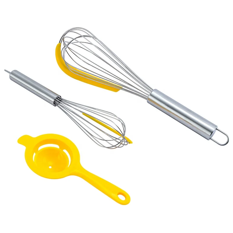 Kitchen Tool Set 3pcs Balloon Wire Egg Whisk Stainless Steel with Egg Separator