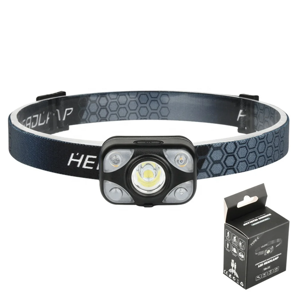 Super Bright Led Rechargeable  Headlamp Motion Sensor  Led COB headlight  4 Modes Emergency Light Headlight