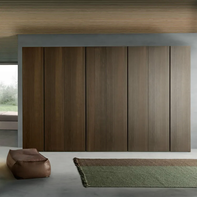 ACE Durable Latest Modern Plywood Melamine Wood Veneer Finish Sliding Doors Wardrobe For Bedroom Furniture