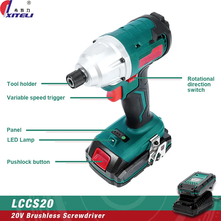 20V Cordless Drill Screwdriver Brushless Driver Impact Drill Screwdriver 2000mAh Shared battery Woodworking Power Tools